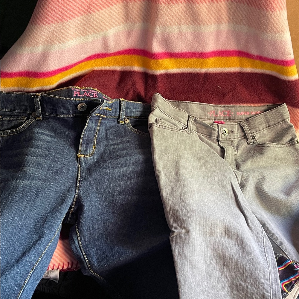 2 pair, Children’s Place Jeans, Girls, Blue/Gray, Size 12S, 2 PAIRS